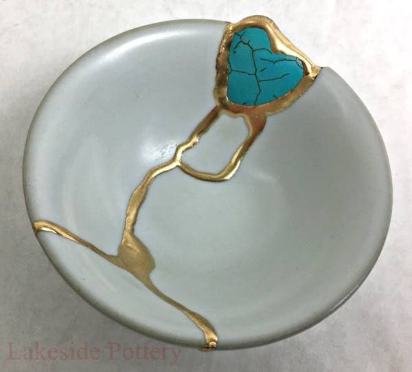 A kintsukuroi bowl, also called kintsugi bowl