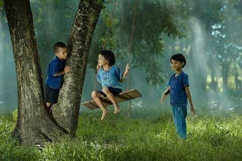 Children on a swing